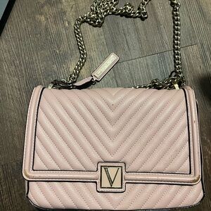 Victoria Secret Quilted Shoulder Bag with Gold Chain Snap Closure